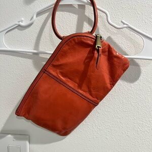 HOBO Orange Leather Wristlet